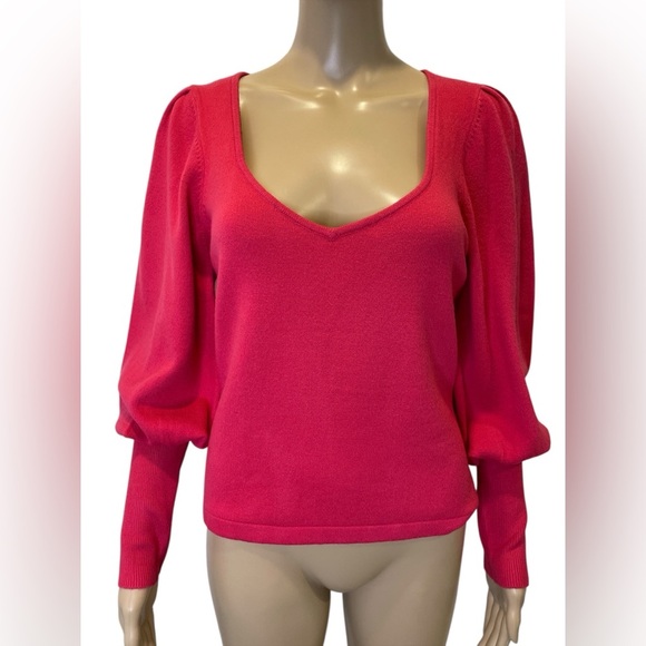 French Connection Square Neck Bishop Sleeves pullover size L - Picture 2 of 4